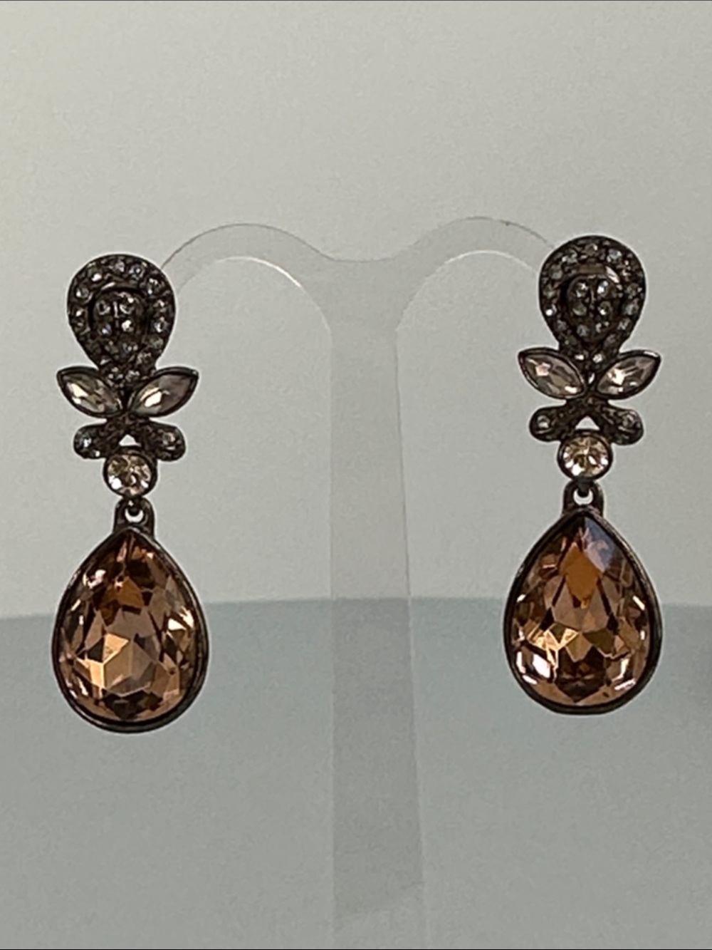 Givenchy Brown Teardrop Crystal Drop Earrings